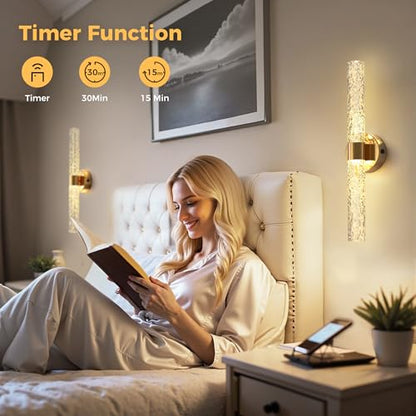 Battery Operated Wall Sconces Set of 2, 10000mAh Rechargeable Wall Light - color: Gold, size: 21.4 inch