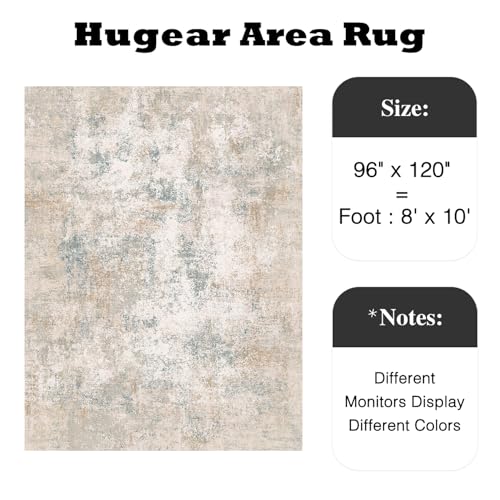 HUGEAR 8x10 Beige Blue Abstract Washable Area Rug for Living Room - color: Beige/Blue, size: 8' x 10' (Rectangular)