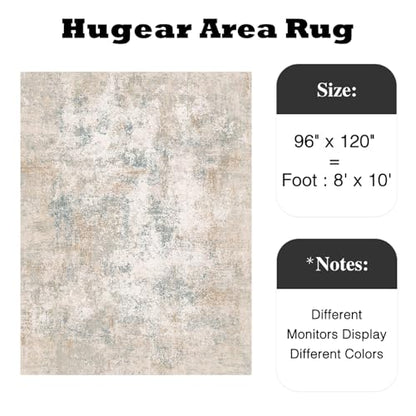 HUGEAR 8x10 Beige Blue Abstract Washable Area Rug for Living Room - color: Beige/Blue, size: 8' x 10' (Rectangular)