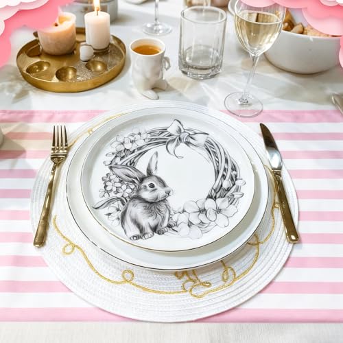 AmazingSpark Striped Table Runner Roll,Pink,50' Long X 16" Wide - color: Pink, size: 50' Long X 16" Wide