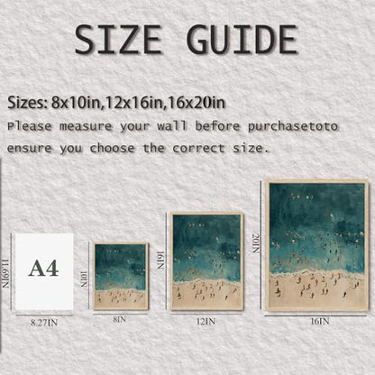 Framed Beach Scene Wall Art Beachy Coastal Canvas Art Prints - color: Beach Art, size: 16"L x 12"W