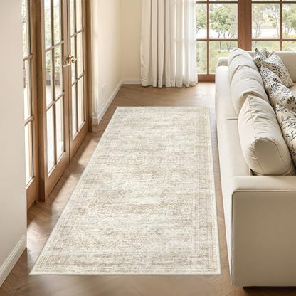 3x6 Runner Rug Non Slip,Washable Hallway Runner Rug,Beige - color: Beige/Ivory, size: 3' x 6' (Runner)