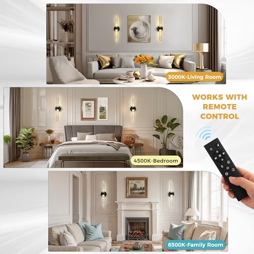 Battery Operated Wall Sconces Set of 2, 10000mAh Rechargeable Wall Light - color: Black, size: 21.4 inch