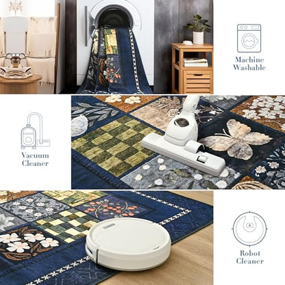 Tepook 5x7 Navy Blue Area Rugs for Living Room Bedroom - color: Blue-b, size: 5' x 7' (Rectangular)