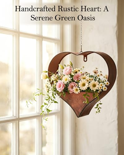 Heart Hanging Planter Metal Plant Hanger with Drainage Hole - color: Rustic Heart