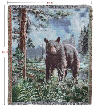 Bear Lodge Jacquard Woven Tapestry Throw Blanket 50"x60" - color: Bear