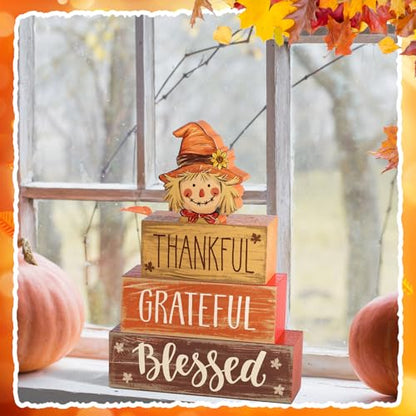 4 Pcs Fall Scarecrow Decor for Home Thanksgiving Scarecrow Centerpiece Sign - style: Funny Scarecrow