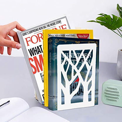 Book Ends for Shelves and Heavy Books - Metal White Bookends 1 Pair - Home Decorative Shelf Holder, Supports, and Stoppers - size: White-1 pair