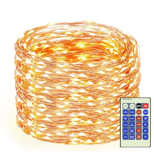 Decute 300Led 99FT Copper Wire Christmas Fairy String Lights Dimmable with Remote Control Starry Lights with UL Cerficated Decorative for Party Wedding Bedroom Yard Christmas Tree Warm White - color: Warm White, size: 99 Feet