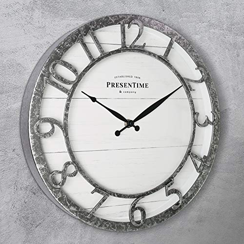 Presentime 13" Farmhouse Series Wall Clock - color: Galvanized Finish, size: 13 inch
