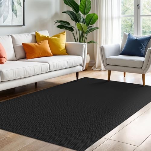 KOZYFLY 4x6 Washable Area Rug, Non Slip Living Room Rug, Black/Grey - color: Black/Charcoal Grey, size: 4' x 6' (Rectangular)
