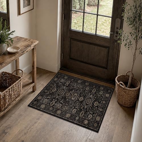 2x3 Entryway Rug Black Gold Washable Rugs for Entryway Kitchen - color: Black Gold, size: 2'*3'(Rectangular)