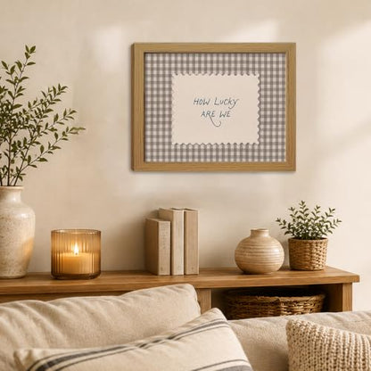 Kownzev How Lucky Are We Wall Art, Brown Gingham Wood Framed Canvas 8x10 - color: Brown luck, size: 10"L x 8"W