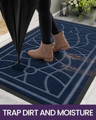 DEXI Front Door Mat Outside Entrance 32x48, Heavy Duty Non Slip, Blue - color: Blue, size: 32" X 48" (Rectangular)