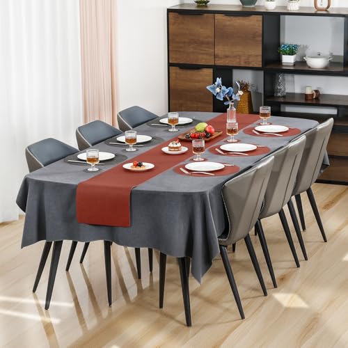 Myir JUN 14" Round Placemats Set of 4, Reversible Dual-Color Place Mats - color: Gray Terracotta