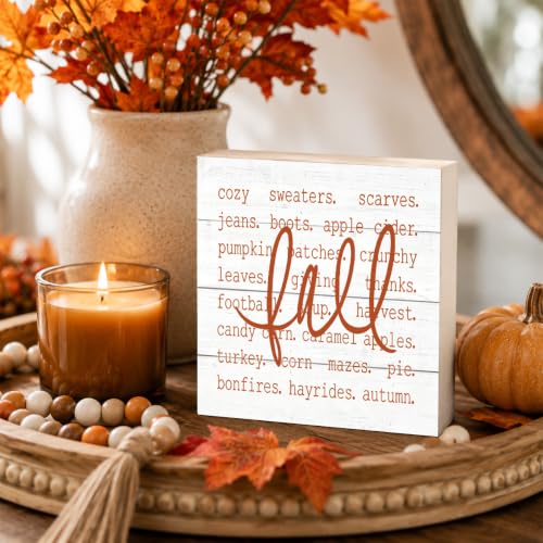 Fall Signs for Home Decor Cozy Fall Word Art Wood Sign Fall Decor - color: FALL26