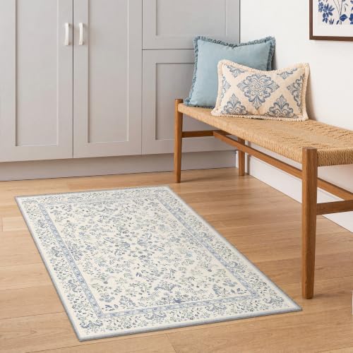 2x3 Kitchen Rugs Floral Small Washable Entryway Rug, Light Blue - color: Blue, size: 2' x 3' (Rectangular)