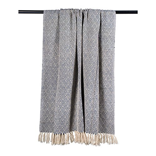 DII Diamond Throw Collection Cotton Woven, 50x60, Nautical Blue - color: Nautical Blue, size: 50x60"