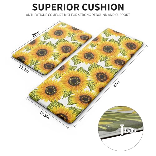 MAYHMYO Sunflower Kitchen Decor Mat Set, 2PC Kitchen Mats, Anti Fatigue - color: Sunflower