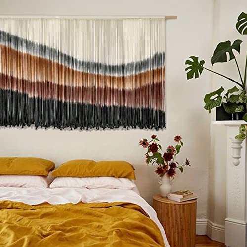 Macrame Wall Hanging Boho Wall Decor Large-Scale Tie-Dye Tapestry 57"W*35"L - color: Coffee