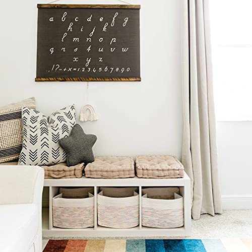 OrganiHaus Rainbow Baskets for Shelves, Set of 3, 15x9x10 - color: Stitches Rainbow