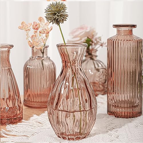 Glass Bud Vase Set of 32 Pcs, Small Glass Vases for Flowers - color: Amber