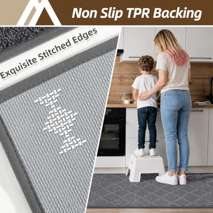 COSY HOMEER Kitchen Runner Rugs Non-Slip Absorbent 24"x72", Dark Grey - color: Dark Grey, size: 24"X 72"