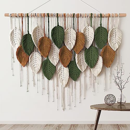 Large Macrame Wall Hanging Boho Woven Tapestry Chic Home Decor Wall Art - color: 39"W x 29.5"L