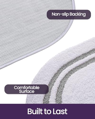 DEXI Oval Bath Mats for Bathroom Non Slip, 30x17 Bath Mat, Light Grey - color: Light Grey, size: 30" X 17" (Oval)