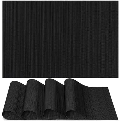 Myir JUN Black Placemats Set of 4 Kitchen and Dining Table Placemats - color: Black, size: Set of 4