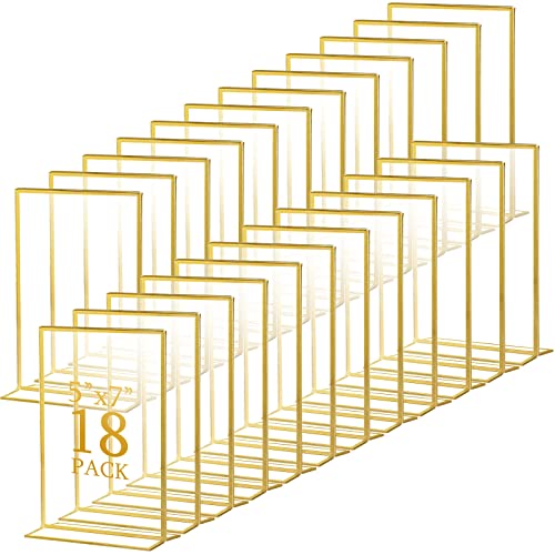 Hoteam 18 Pack Gold Acrylic Holder 5 X 7 Inch Picture Frames - color: Vertical, size: 5 x 7 Inch