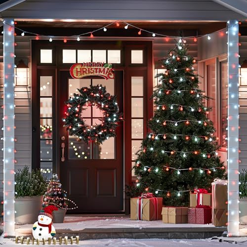 JMEXSUSS Connectable 100 LED Globe Red and White Christmas Lights Indoor - color: Red and White, size: 100 LED Plug