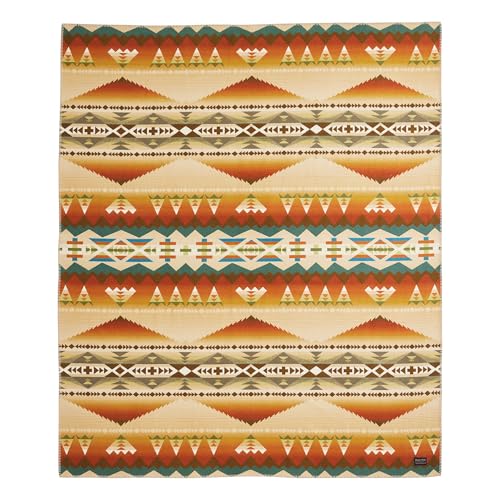 Pendleton Jacquard Unnapped Twin Blanket, 64 x 80 in, Heirloom Virgin Wool - color: Solstice Canyon, size: Twin (64" x 80")
