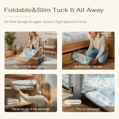 2x5 Blue Neutral Runner Rug - color: Farmhouse | Blue, size: 2' x 5' (Runner)