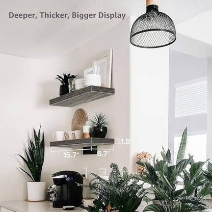 QEEIG Bathroom Floating Shelves for Wall (Grey, Set of 2, 15.7") - color: D. Grey, size: 15.7"