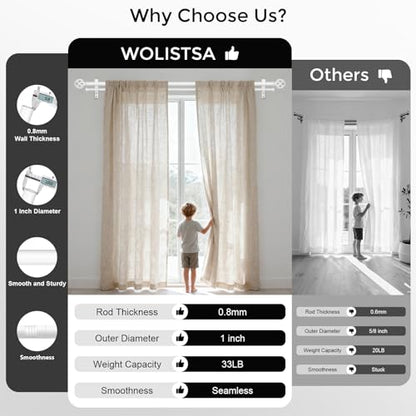 Double Curtain Rod 36-76 Inch, Heavy Duty Dual Rods, White - color: Plain White, size: 36"-76"