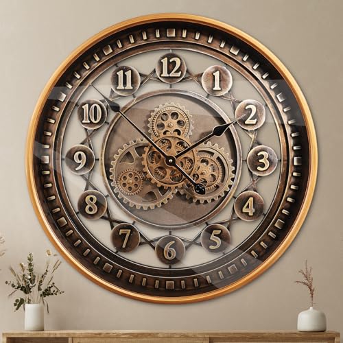 October Elf 24 Inch Large Wall Clock, Bronze Brown - color: 24 Inch Bronze Brown-arabic Numerals