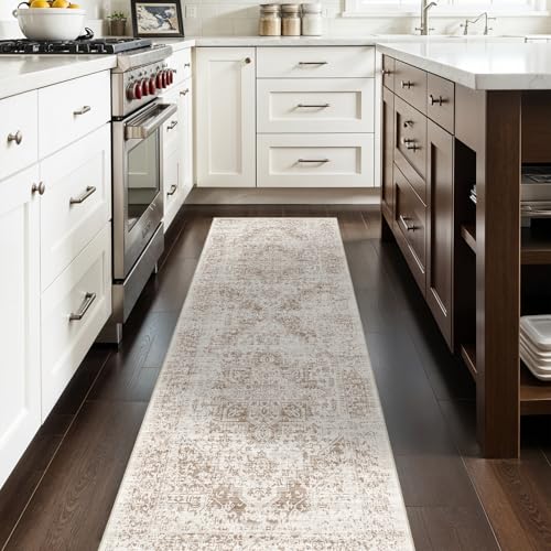 2'6"x8 Washable Runner Rug: Vintage Non-Slip Rug for Kitchen IvoryBeige - color: Ivory/Beige, size: 2'6" x 8' (Runner)