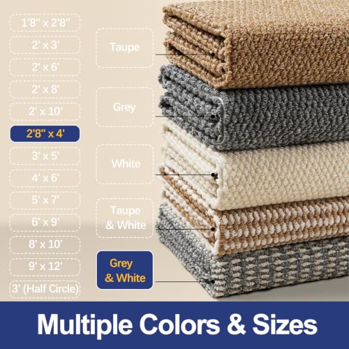 Dirt Trapping Door Mat 32"x48", Grey & White Faux Jute Entryway Rug - color: Grey & White, size: 2'8" x 4' (Rectangular)