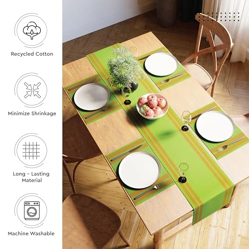 Encasa XO Table Runner, Yarn Dyed Ribbed Cotton 13"x72" - color: Ladder Green, size: 13x72 in