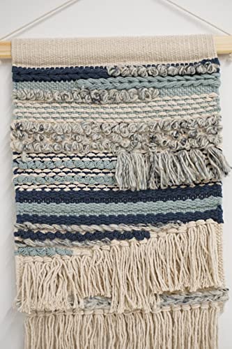 Home&Manor Wool and Cotton Macrame Wall Hanging with Rod Included