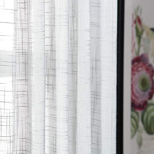 jinchan Linen Textured Door Curtain 40 Inch Farmhouse 1 Panel White - color: Semi-sheer | White, size: 50"W x 40"L (Pack of 1)