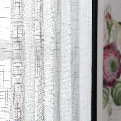jinchan Linen Textured Door Curtain 40 Inch Farmhouse 1 Panel White - color: Semi-sheer | White, size: 50"W x 40"L (Pack of 1)