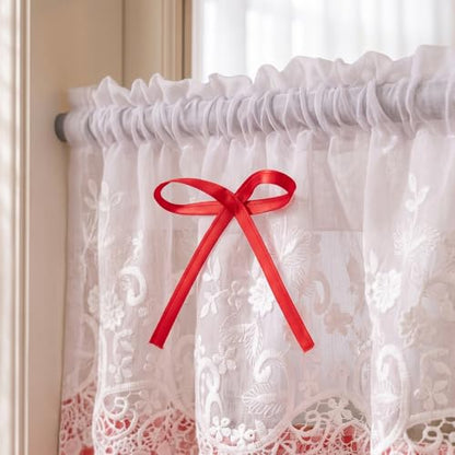 Red Gingham Valance Lace Curtain for Small Window Shabby Chic 52Wx18L - color: Red Gingham, size: 52"W x 18"L (Pack of 1)