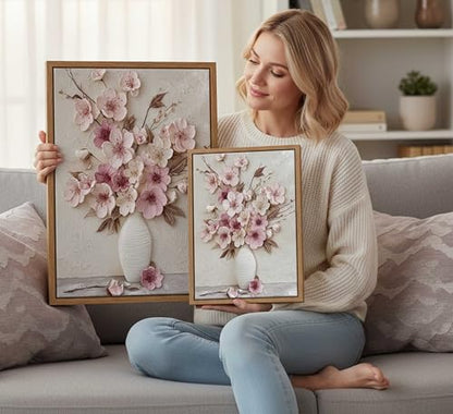 Framed Pink Floral Canvas Wall Art - color: Framed, size: 16"L x 12"W
