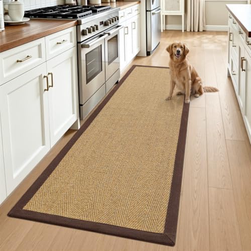 DEXI Jute Runner Rug 3x10, Rug Runners for Hallways, Natural/Brown - color: Natural/Brown, size: 3' x 10' (Runner)