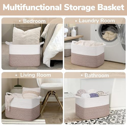 Goodpick 50L Large Woven Storage Basket, 18" x 14" x 12", Brown - color: Brown, size: 18"L x 14"W x 12"H