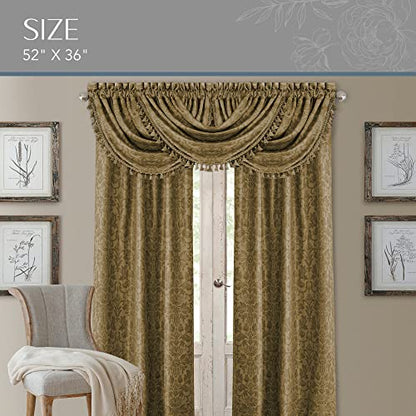 Antonia Waterfall Tassel Window Valance, Antique Gold - 52" W x 36" L - color: Antique Gold