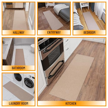 Ottomanson Door Mat Indoor Entryway Runner Rug – Non-Slip Durable Low-Pile Runner with Stain-Resistant Surface, 20" x 59", Beige - color: Beige