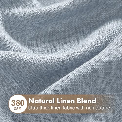 MIULEE Thick Linen Curtains, 42Wx90L, Light Blue Semi Sheer Linen Textured - color: Chambray Blue, size: 42"W x 90"L (Pack of 2)